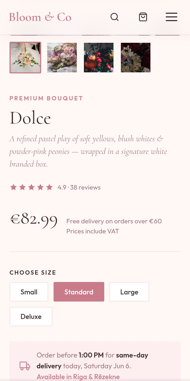 Product detail page